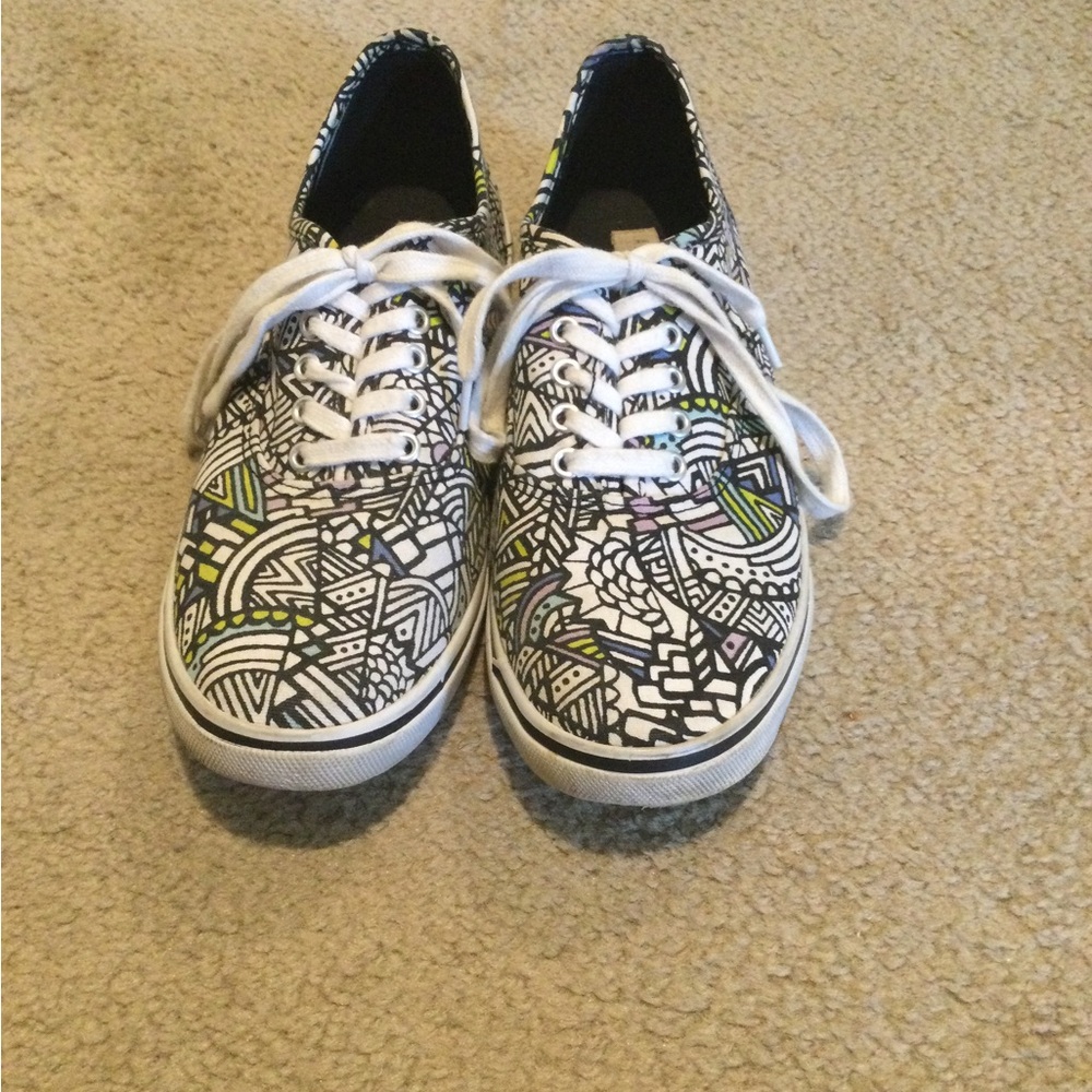 Patterned Sneakers with White Laces